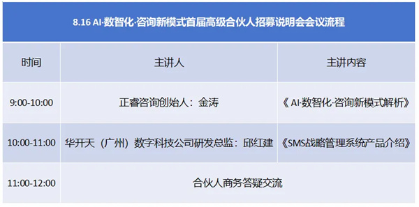 AI·數智化·咨詢新模式首屆高級合伙人招募說明會震撼來襲！